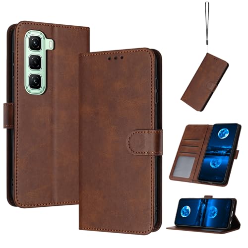 �X�}�z�P�[�X �Ή��@�� for Infinix Hot 60 Pro Plus �}�O�l�b�g���� �t���b�v�X�^���h �J�[�h�X���b�g �ϏՌ� PU���U�[ �E�H���b�g�J�o�[ Brown