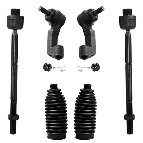 Detroit Axle - Front Tie Rods Kit for 2002-2005 Jeep Liberty 2003 2004, 4 Inner & Outer Tie Rods, 2 Boots Replacement