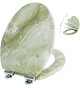 Angel Shield Marble Toilet Seat Durable Molded Wood with Quiet Close, Easy Clean, Quick-Release H...
