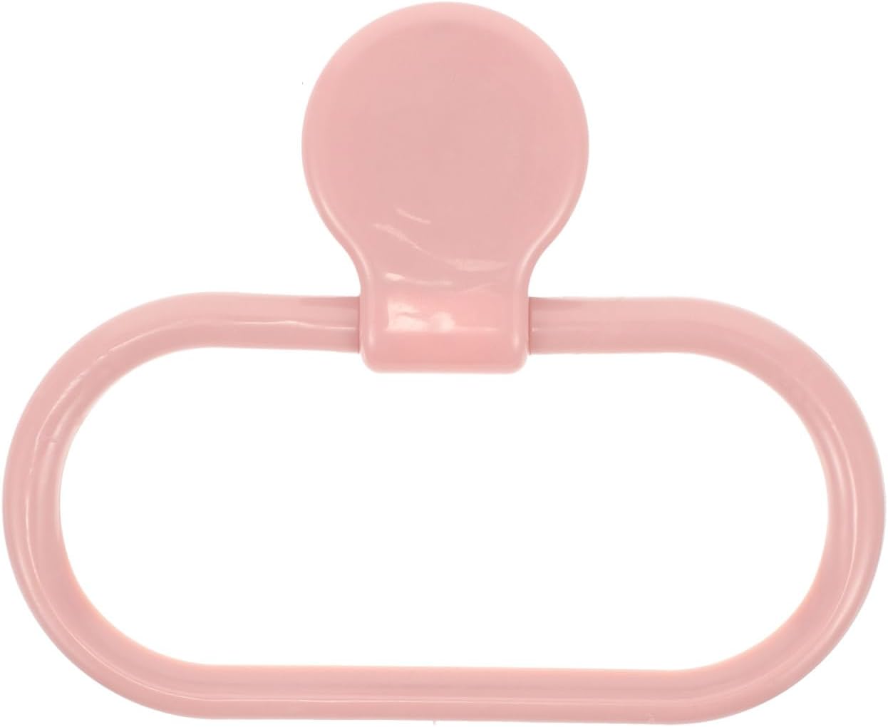 Adhesive Hand Towel Holder, Pink Hand Rack for Bathroom and Kitchen, Plastic Oval Hanger Ring, No Drilling Required Space-Saving Design