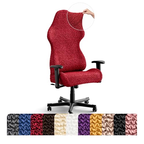 PAULATO BY GA.I.CO. Office & Gaming Chair Slipcover - Stretch Computer Desk Chair Cover with Zipper - Fabric Slipcovers - 1-Piece Form Fit Cover - Microfibra Collection - Red (Office Chairs)