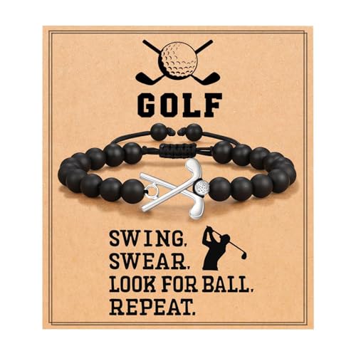 Tewzafiya Pulsera de perlas para hombres, pulseras deportivas - Sports Golf Hockey Fortly Charm,Joyas para hombre, colgante fresco, de fiestas, calcetines, ajustables para el marido del novio padre