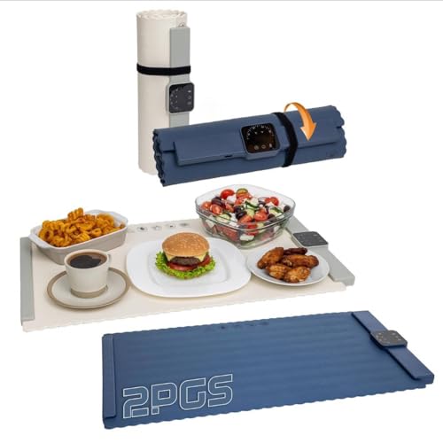 Confezione da 2 tappetini riscaldanti per alimenti (extra large), per feste e cene, per mantenere il cibo caldo, tappetino e vassoio, portatile e antiscivolo
