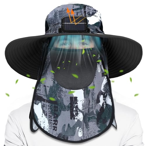 Chapeau de soleil solaire anti-coup de chaleur à large bord et ventilateur intégré Berlune