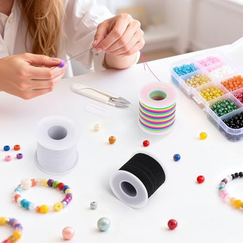 image for Inggix Stretchy Bracelet String Kit with Scissors & Beading Needle, 4 