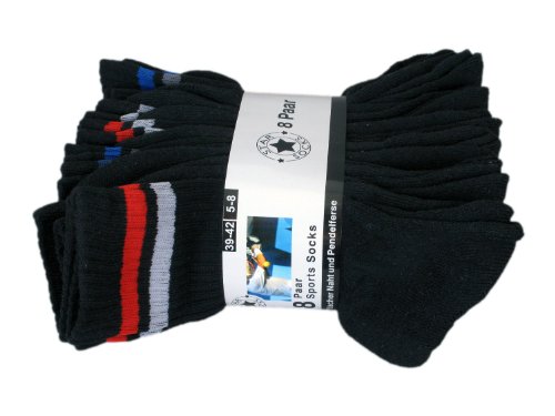 Sportsocken für Herren und Damen, 16er-Pack 43 Schwarz