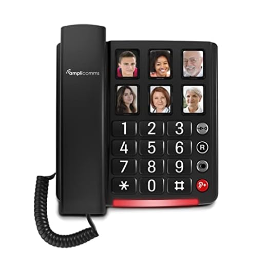 Amplicomms BigTel 40 Plus, schnurgebundenes Telefon, 6 Bild-Direktwahltasten, extra hohe Hörerlautstärke +40dB, Laute Klingeltöne, Hörgerätekompatibel