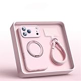 HTXONB Funda magnética Plegable de Silicona líquida para iPhone 17, 16, 15, 14, 13, 12 Pro MAX, 17, Air 16 Plus, Suave, antigolpes, Color Blanco Rosado.