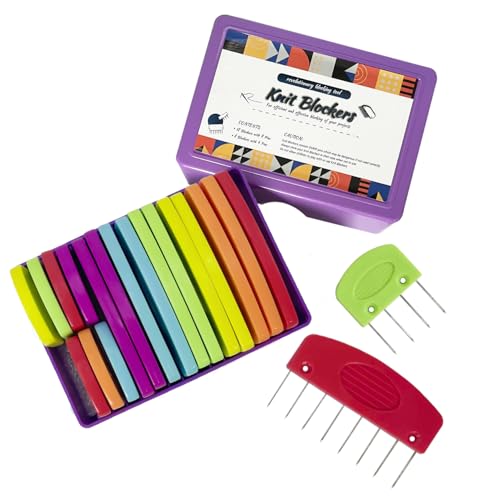 20Pcs Knit Blockers Pins Kit Blocking Combs for Knitting and Crochet Projects Rainbow Sewing Lace Needlework Tool for Blocking Board Mats