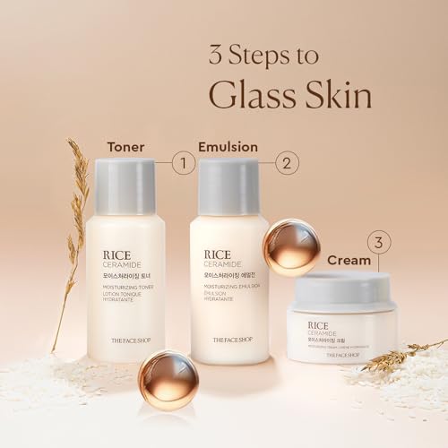 Image of The Face Shop Rice & Ceramide Face Cream 34ml | Barrier Repair Moisturizer for Dry Skin, Intense Hydration & Strengthening | 12Hr Moisture Lock | Korean Skincare