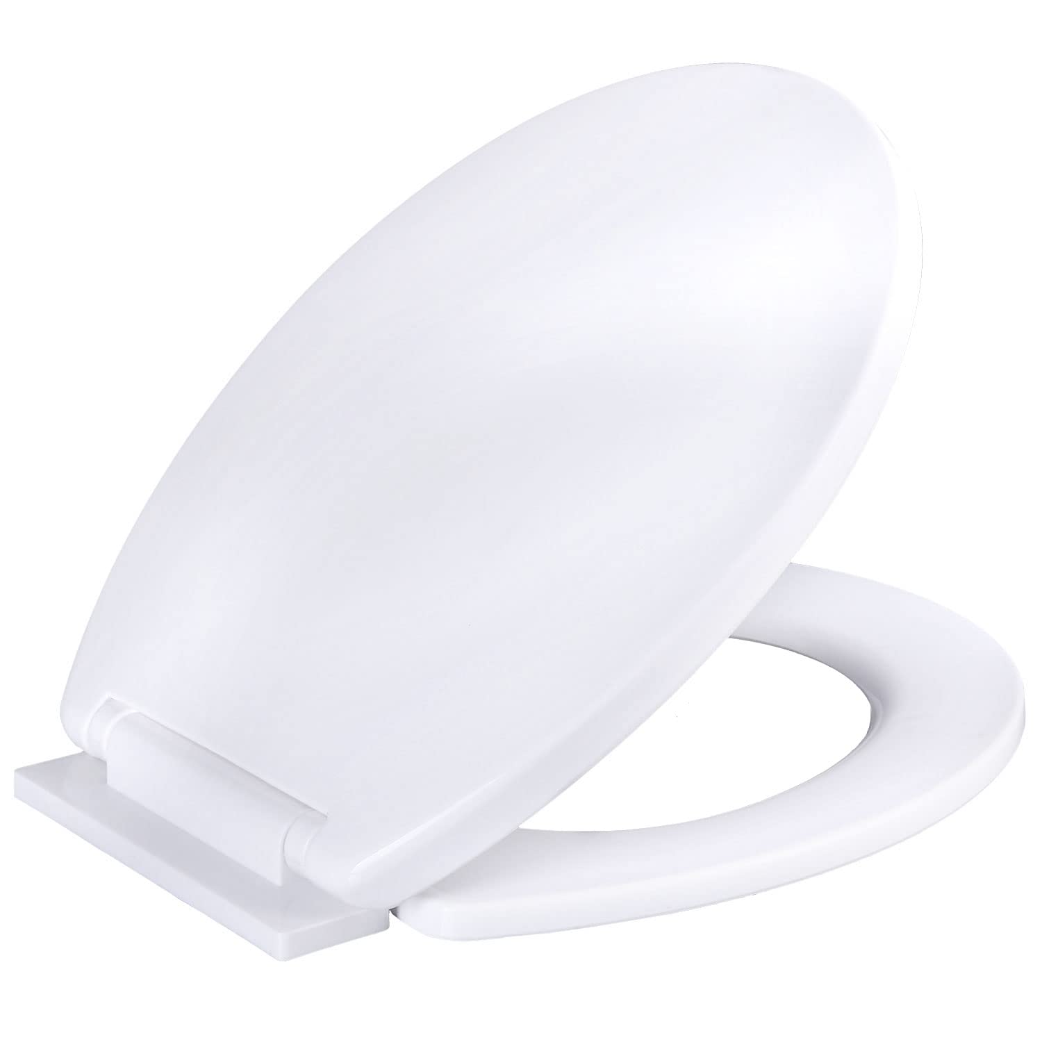ECOSPA Oval Toilet Seat in White with Soft Close Function and Bottom Fixing Hinge (Oval Shape)