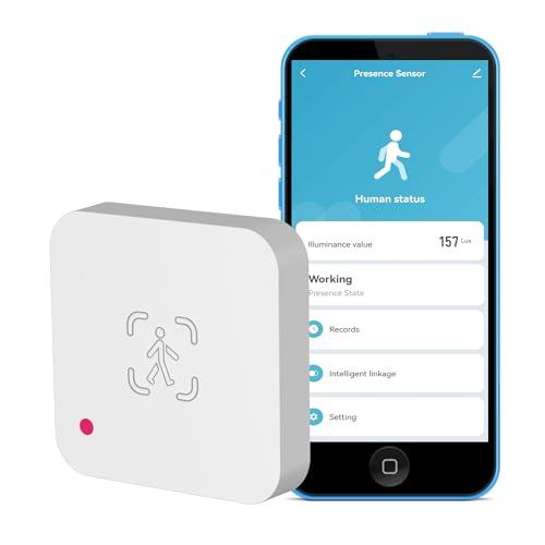 sensor de presencia WiFi: movimiento inteligente con radar mmWave de 5,8 GHz, posicionamiento de zonas, alertas de notificación de aplicaciones, sensor en tiempo real