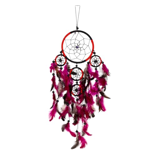 50cm x 11cm Dreamcatcher Traumfänger Rot Schwarz Pink 5 Ringe