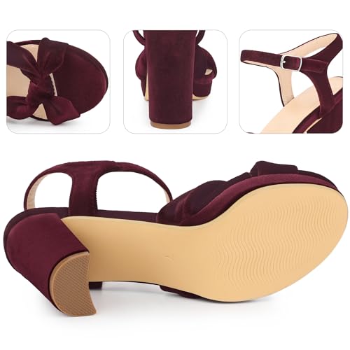 Perphy Knot Platform Velvet Block Heel Sandals for Women3