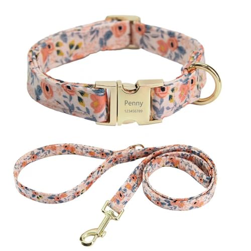 Personalized Daisy Dog Collar & Leash Set for All Sizes