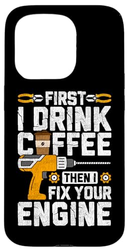 最初にコーヒーを飲み、次にエンジンを修理します スマホケース iPhone 15 Pro 用