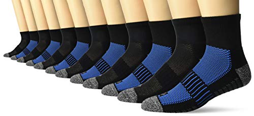 Columbia Men's 1/2 Cushion Quarter Arch Support Poly Blend Sock, 6 Pair, F15-6Pairs-black, 6-12
