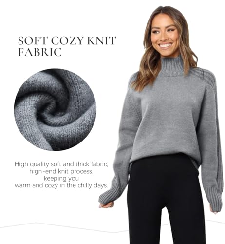 Les umes Womens Turtleneck Sweaters Long Sleeve Loose Pullover Sweater Casual Knit Tops2