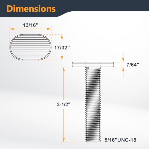 Image of POWERTEC 5 /16 inch-18 T Track Bolts 20 Pack for T Track, 3-1 /2 Inch Long T Slot Bolts for Universal T Track, T Track Accessories for Woodworking Jigs and Fixtures (QTB1003)