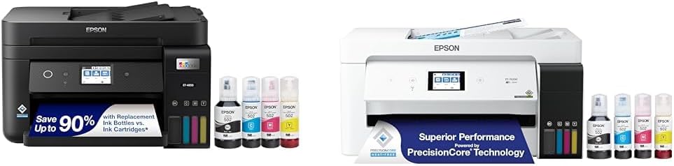 Epson EcoTank ET-4850 Wireless All-in-One Cartridge-Free Supertank Printer with Scanner & EcoTank ET-15000 Wireless Color All-in-One Supertank Printer with Scanner