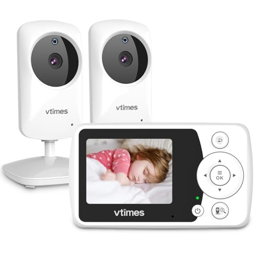 VTimes Baby Monitor with 2 Cameras, 2.4" LCD Screen Video
