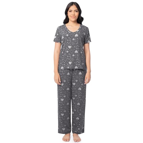 Image of Fruit of the Loom womens Short Sleeve Tee and Pant 2 Piece Sleep Set