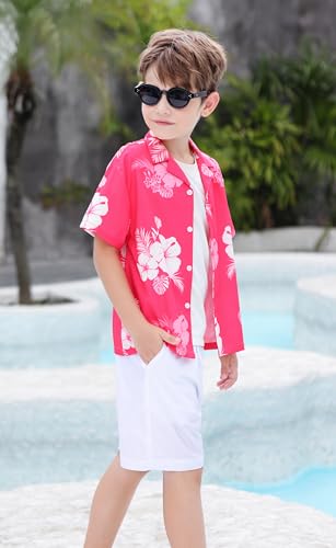 Image of Cromoncent Matching Hawaiian Outfits for Family, Dad and Son Matching Luau Beach Tropical Shirts Mommy Daughter Tropical Sets