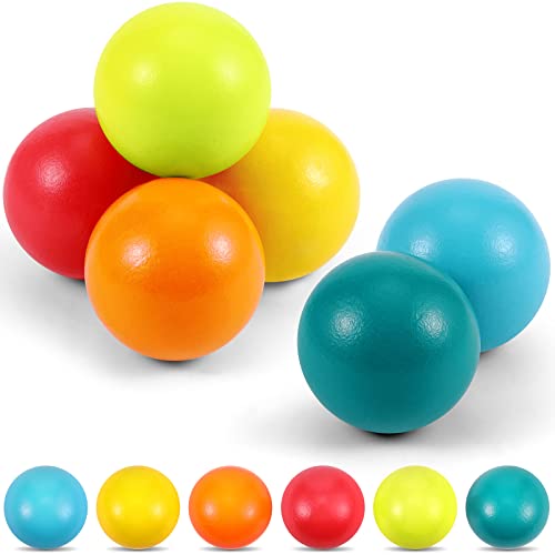 Bucherry 12 Pcs Montessori Wooden Balls 1.8 Inch Wooden Replacement Ball Educational Counting Toys Preschool Learning Material for Montessori(Fresh Color)