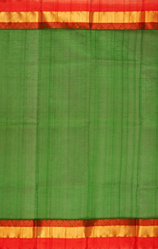 M SIVA NAGESWARA RAO HANDLOOMS green chirala silk saree – image 4