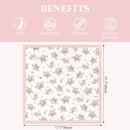 Arquiel Pink Floral Rose Print Cloth Napkins 100% Cotton, 18" X 18" Dinner Napkins Cloth Set - Image 3