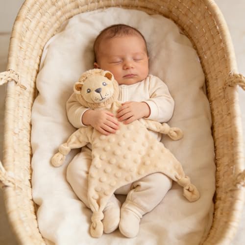 Image of CREVENT Soft Plush Animal Face Security Blankets for Boys and Girls, Great Gifts for Birthday Baby Shower - Lion
