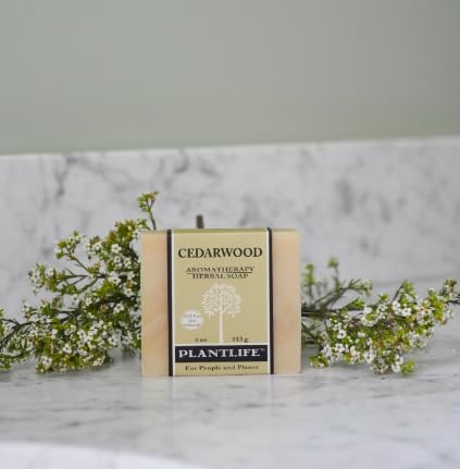 Miniatura 2 de Plantlife Jabón en barra de madera de cedro, 3 unidades, jabón hidratante y calmante para tu piel, hecho a mano con ingredientes a base de plantas,