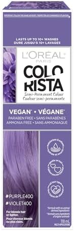 L’Oreal Paris Colorista Semi Permanent Hair Color for Bleached or Blonde Hair, Color Depositing Hair Mask Formula, Purple