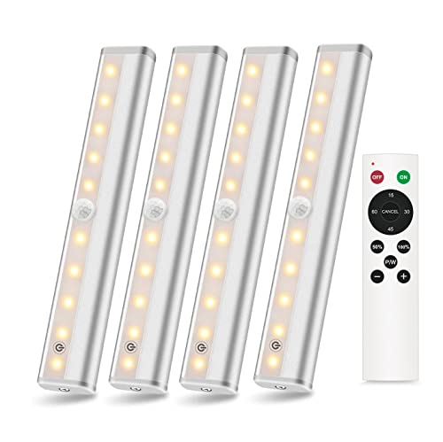 Anbock LED Closet Light Motion Sensor Wireless Light Under Cabinet Lighting Battery Powered Night Light Sensing Activated Stairway Pantry Wardrobe Kitchen Hallway Bathroom Warm 3000K Yellow 3 Pack