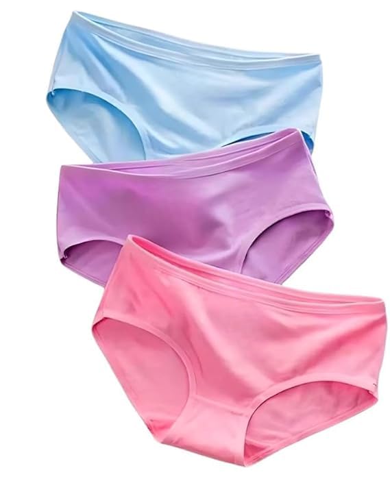 Cotton Bikini Panties for Women, Comfortable Soft Mid-Waist Hipster Panty with Thin Inner Elastic - Set of 3-image-46