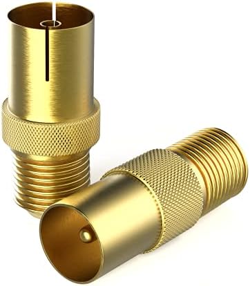 Adapter SAT pozłacany (złącze F na wtyczkę koncentryczną i złącze F do gniazda koncentrycznego) zestaw 2 szt. na kabel antenowy (adapter, zestaw F - koncentryczny)