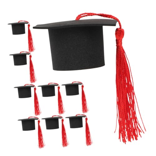 Healifty 2pièces Chapeau De Diplôme Mini pour Décoration De Gâteau Et Cupcakes avec Pompons pour Fête De Remise De Diplôme