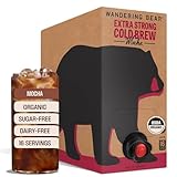 Wandering Bear Organic Mocha Cold Brew Coffee On Tap, Iced Coffee Drink - Extra Strong, Bold, Smooth, No Sugar Added, Shelf-Stable, Ready to Drink,Gluten Free & Vegan -16 Servings of 6fl.oz -96fl.oz