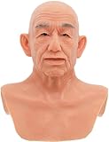 kikookikoo Realistic Old Man Silicone Head Mask for Halloween Cosplay Full Face Skin Makeup without mustache (Natural)