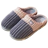 [emptio] スリッパ 暖かい あったか もこもこ 可愛い かわいい ファー ふわふわ コンパクト おしゃれ シンプル パステル カラフル 無地 ルームシューズ 室内履き オフィス 事務所 お客様用 来客用 洗える クッション性ソール 滑り止め 前詰まり カジュアル ロゴ 太リブ くま (40-41) 灰 グレー