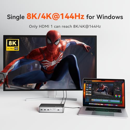 Image of TobenONE DisplayLink Docking Station 3 Monitors with 3 HDMI(4K@60Hz), USB C Docking Station with 120W Charger, for MacBook Pro /Air, Thunderbolt 4 /3, USB-C Windows(2 DP, 6 USB, Ethernet, SD /Micro SD)