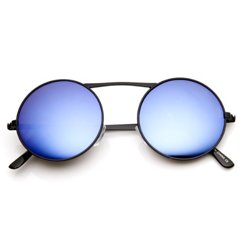 zeroUV Classic Metal High Crossbar Blue Mirror Lens Round Circle