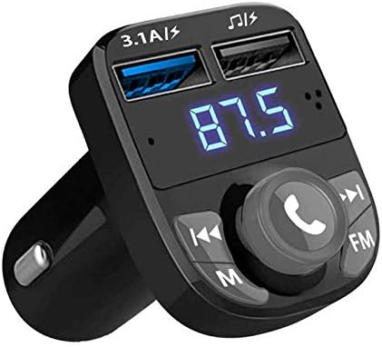 QUMOX Handsfree Call Car Charger,Wireless Bluetooth FM Transmitter Radio Receiver,Mp3 Audio Music Stereo Adapter,Dual USB Port Charger Compatible for All Smartphones