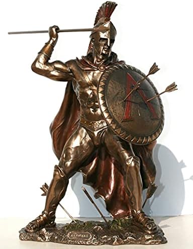 Leonidas Greek Spartan King Warrior Statue Sculpture Figure Bronze Finish 19.7inches