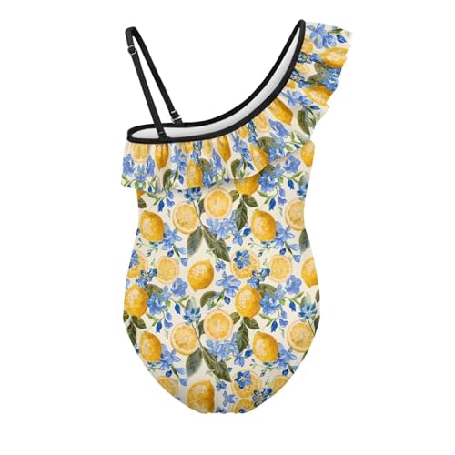 Image of Girls One Piece Swimsuit Ruffled Halter Bathing Suit with Adjustable Strap Beach Sport Swimwear for 3-14 Years