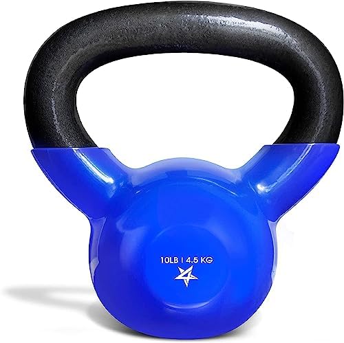 Yes4All 2-20kg Vinyl Coated Cast Iron Kettlebell, Kettle Bell Weight Sets - Blue Kettlebells