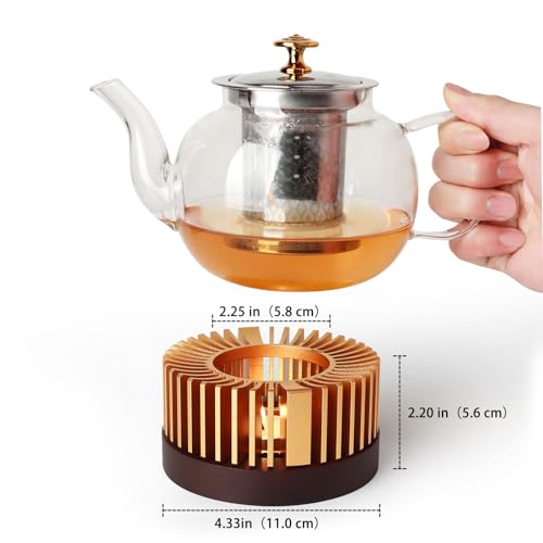 Image of Tea Warmer, Aluminum Alloy & Wood, for Heating Tea Coffee Milk