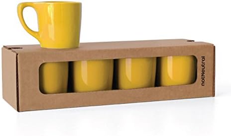 notNeutral Lino 10 oz Porcelain Coffee Cups | for Specialty Coffee Drinks, Latte, Cappuccino, Mocha and Tea | for Personal, Restaurant, Commercial Use | Canary Yellow Set of 4