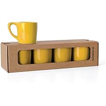 notNeutral Lino 10 oz Porcelain Coffee Cups | for Specialty Coffee Drinks, Latte, Cappuccino, Mocha and Tea | for Personal, Restaurant, Commercial Use | Canary Yellow Set of 4