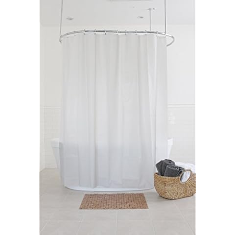 Splash Home PEVA 4 Gauge Motto Curtain Design for Bathroom Shower and Bathtubs, Free of PVC, Chlorine and Chemical Smell, 100% Waterproof, 70 x 72 Inch, White Cover
